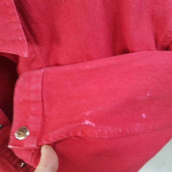 HIGH STATE Womens Vintage RED Denim Jacket Button Up LARGE MADE CANADA - Picture 8 of 10